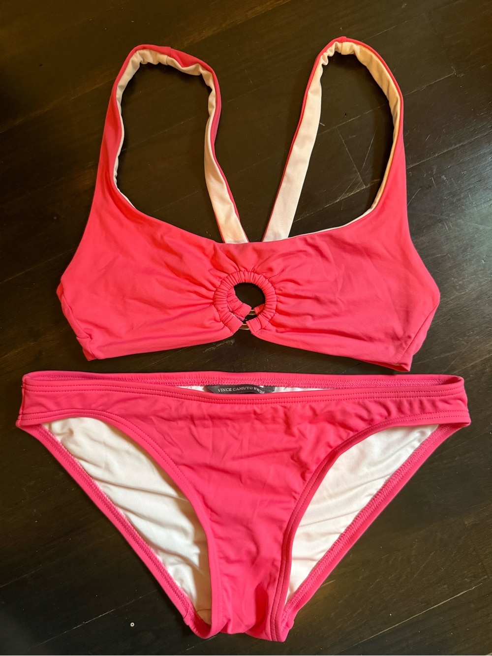 Vince Camuto Pink Ring-Front Bikini Set XS